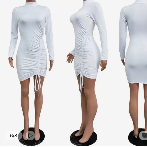 Black Size 10 M/L long sleeve black adjustable asymmetric style mini dress - Picture 4 of 4